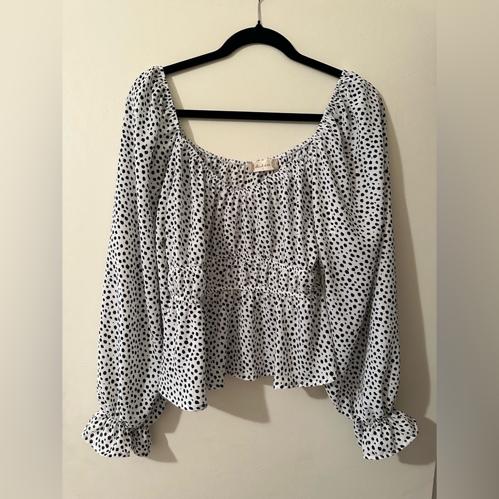 Altar’d State Dalmatian Top, Ivory/Black, Size L